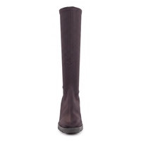 Miss Elastic Womens Miss Elastic Brown Suede Sock Knee Boot - 75435