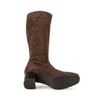 Miss Elastic Womens Miss Elastic Brown Suede Sock Knee Boot - 75435