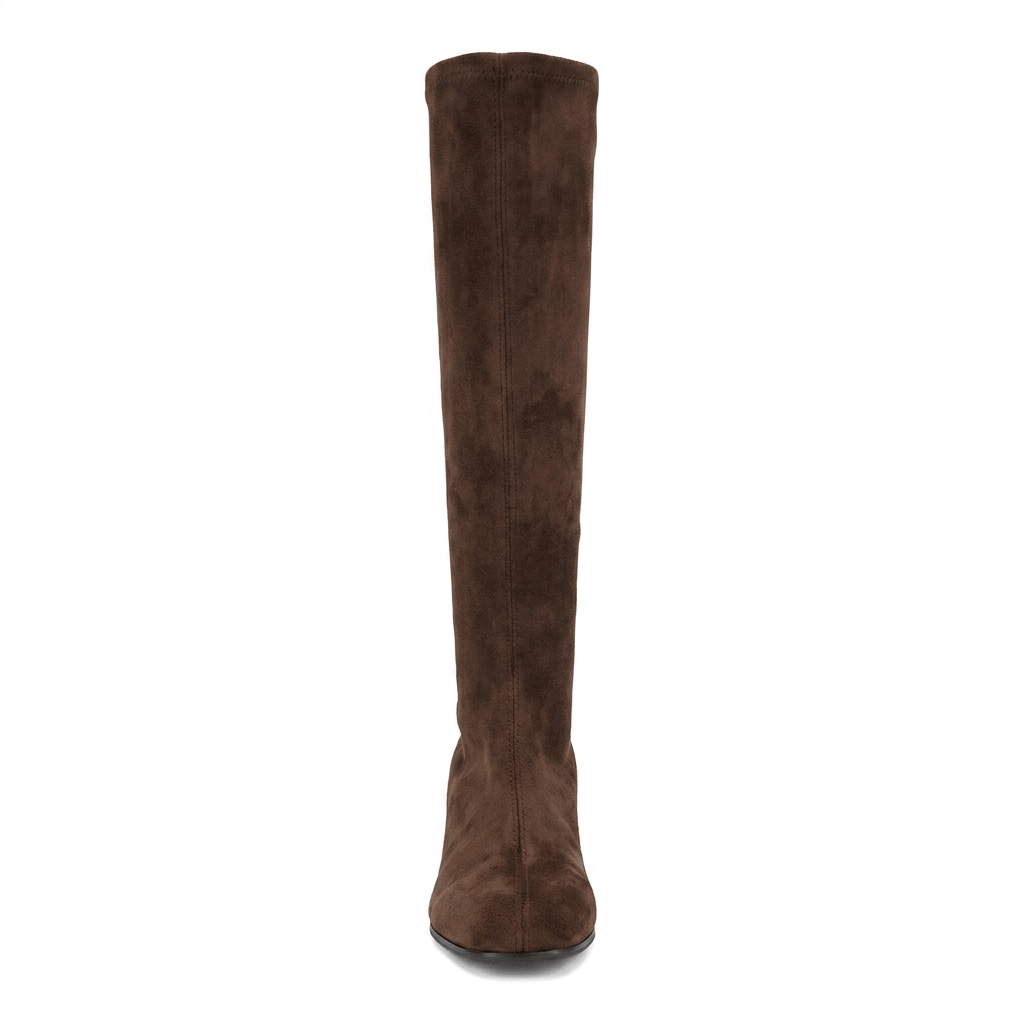 Miss Elastic Womens Miss Elastic Brown Suede Sock Knee Boot - 75435