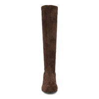 Miss Elastic Womens Miss Elastic Brown Suede Sock Knee Boot - 75435