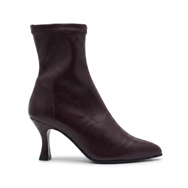 Miss Elastic Womens Miss Elastic Burgundy Leather Suede Sock Boot - 78042