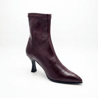 Miss Elastic Womens Miss Elastic Burgundy Leather Suede Sock Boot - 78042