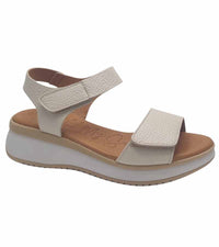Oh My Sandals Womens 4UK / BEIGE Oh My Sandals Womens Leather White Platform Double Strap Summer Sandal - 5411