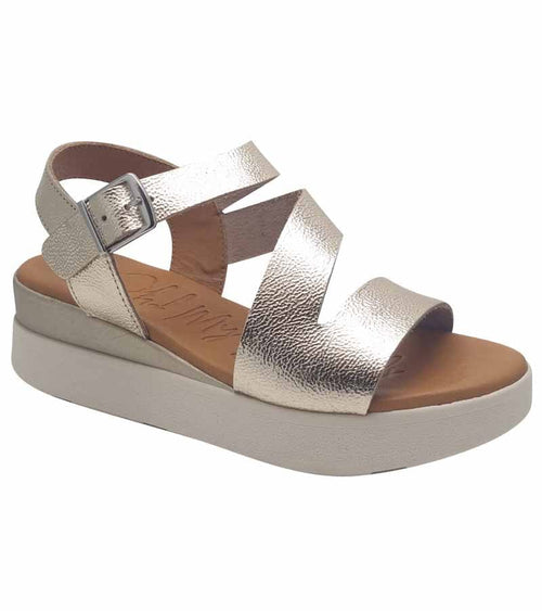 Oh My Sandals Womens 4UK / GOLD Oh my Sandals Womens Gold Crossover Platform Leather Summer Sandal - 5417