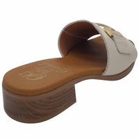 Oh My Sandals Womens Oh My Sandals Womens Beige Leather Block Low Heel Mule - 5890