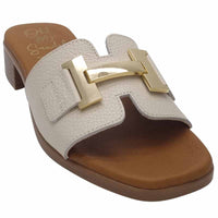 Oh My Sandals Womens Oh My Sandals Womens Beige Leather Block Low Heel Mule - 5890