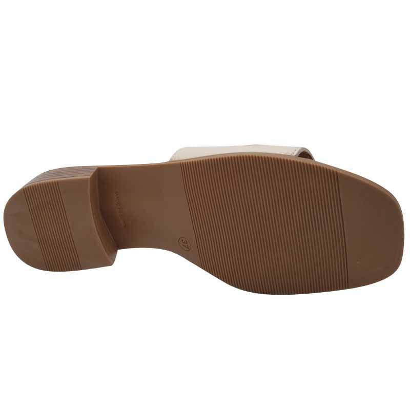 Oh My Sandals Womens Oh My Sandals Womens Beige Leather Block Low Heel Mule - 5890