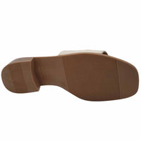 Oh My Sandals Womens Oh My Sandals Womens Beige Leather Block Low Heel Mule - 5890
