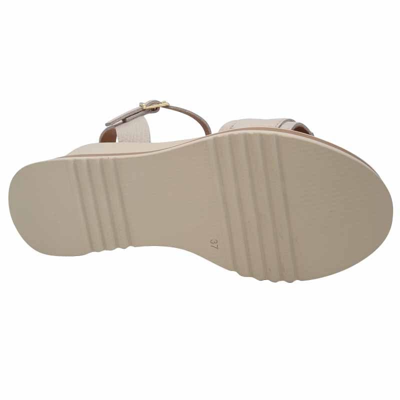 Oh My Sandals Womens Oh My Sandals Womens Beige Leather Low Wedge Sandal - 5981
