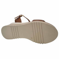 Oh My Sandals Womens Oh My Sandals Womens Brown Leather Low Wedge Sandal - 5981