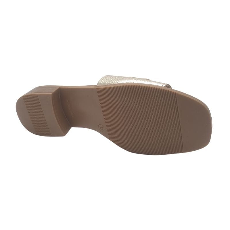 Oh My Sandals Womens Oh My Sandals Womens Gold Leather Block Low Heel Mule - 5890