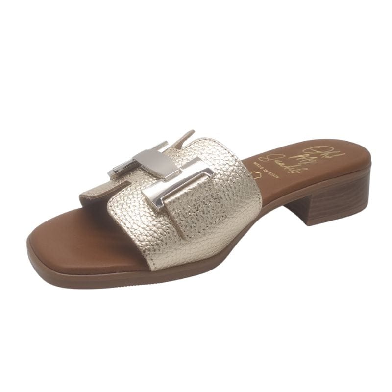 Oh My Sandals Womens Oh My Sandals Womens Gold Leather Block Low Heel Mule - 5890