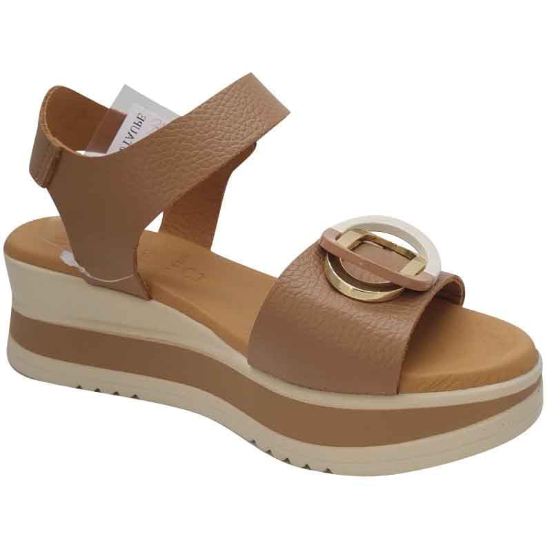 Oh My Sandals Womens Oh My Sandals Womens Taupe Leather Low Wedge Sandal - 5974