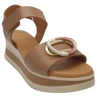 Oh My Sandals Womens Oh My Sandals Womens Taupe Leather Low Wedge Sandal - 5974