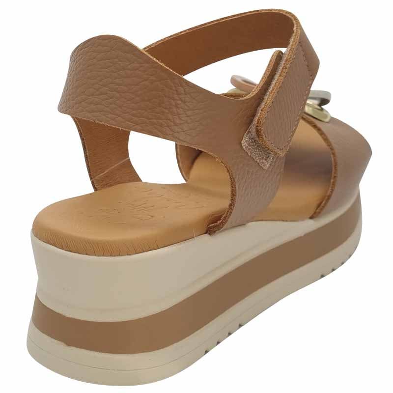 Oh My Sandals Womens Oh My Sandals Womens Taupe Leather Low Wedge Sandal - 5974