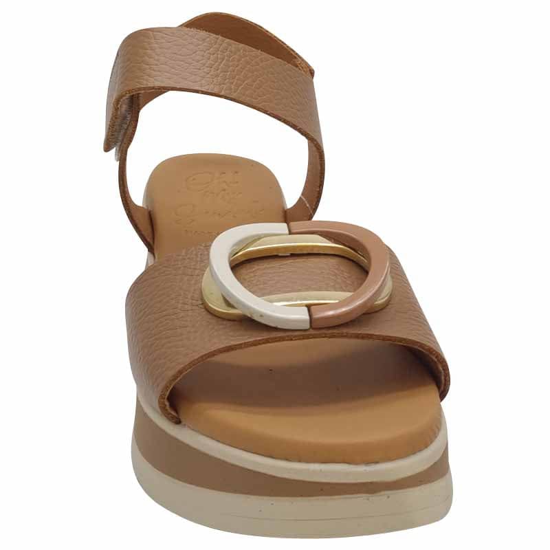 Oh My Sandals Womens Oh My Sandals Womens Taupe Leather Low Wedge Sandal - 5974
