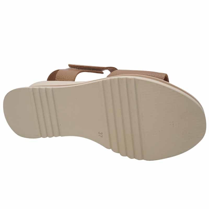 Oh My Sandals Womens Oh My Sandals Womens Taupe Leather Low Wedge Sandal - 5974