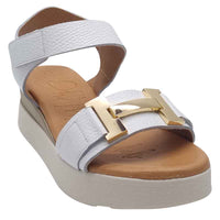 Oh My Sandals Womens Oh My Sandals Womens White Leather Sandal - 5672