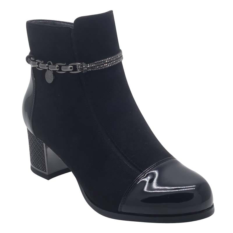 Redz Womens BLACK / 3UK Redz Black Patent & Suede Ankel Boot - 1903