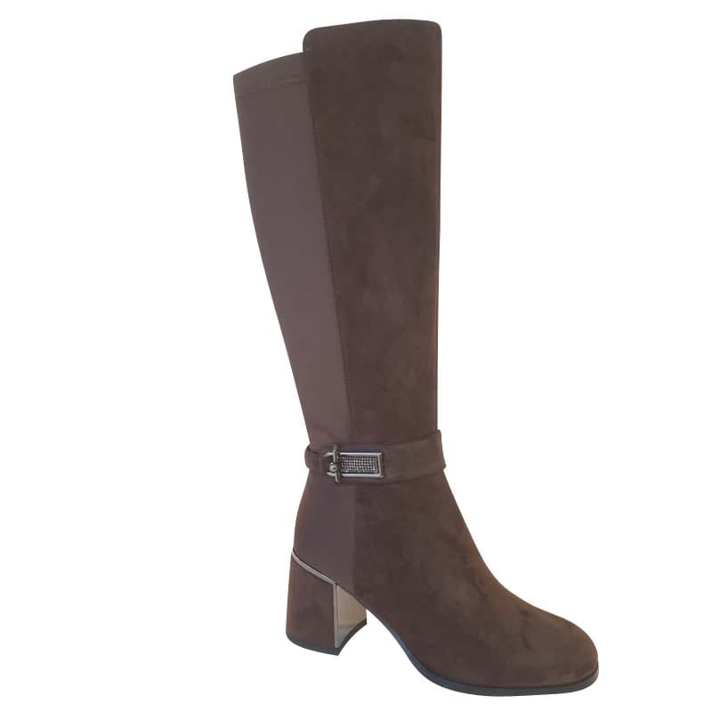 Redz Womens BROWN / 3UK Redz Brown Knee Boot With Stretch - E647