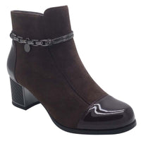 Redz Womens BROWN / 3UK Redz Brown Patent & Suede Ankel Boot - 1903
