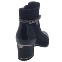 Redz Womens Redz Black Patent & Suede Ankel Boot - 1903