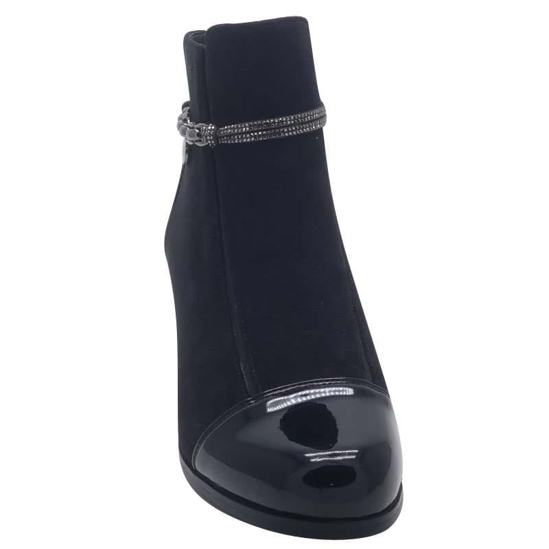 Redz Womens Redz Black Patent & Suede Ankel Boot - 1903