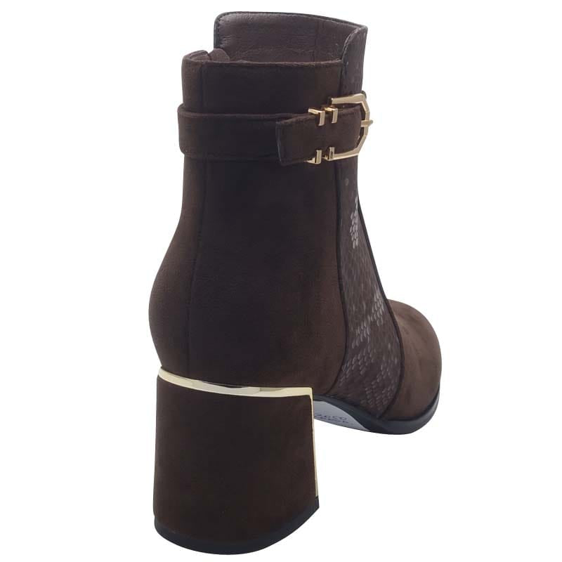 Redz Womens Redz Brown Dressy Suede Block Heel Ankel Boot - E708
