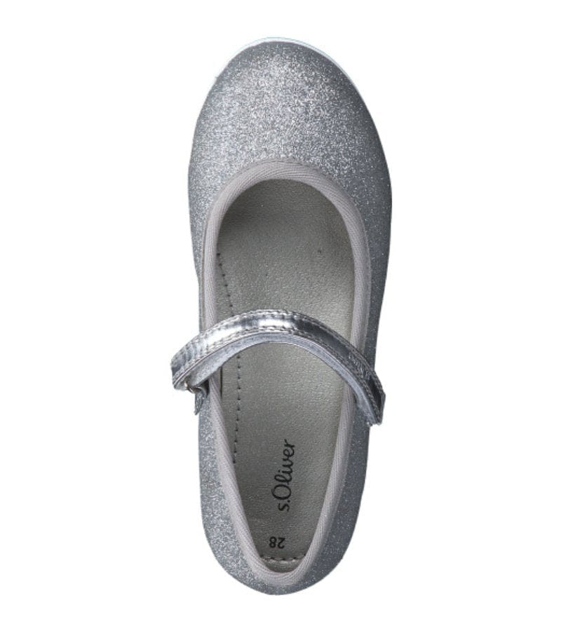 S Oliver Kids S Oliver Girls Glitter Ballet Flats Silver Shoes - 5-42401-42