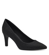 S Oliver Womens 4UK / BLACK S Oliver Womens Black Glitter Heel Court Shoe - 5-22411-42