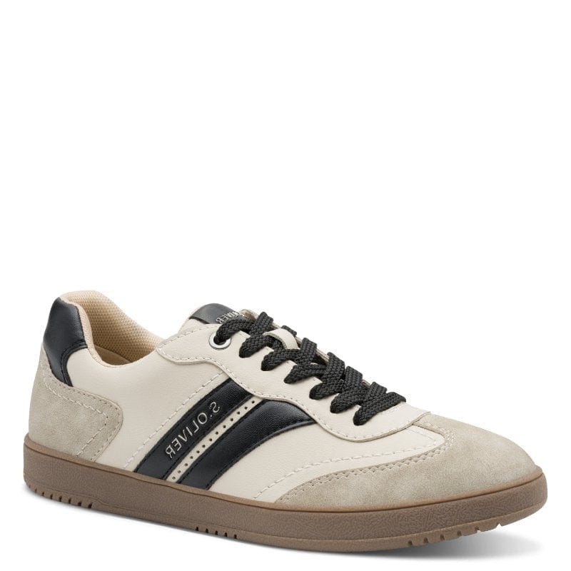 S Oliver Womens BEIGE / 4UK S.Oliver Womens Beige Lace-Up Fashion Trainer 5-23652-44