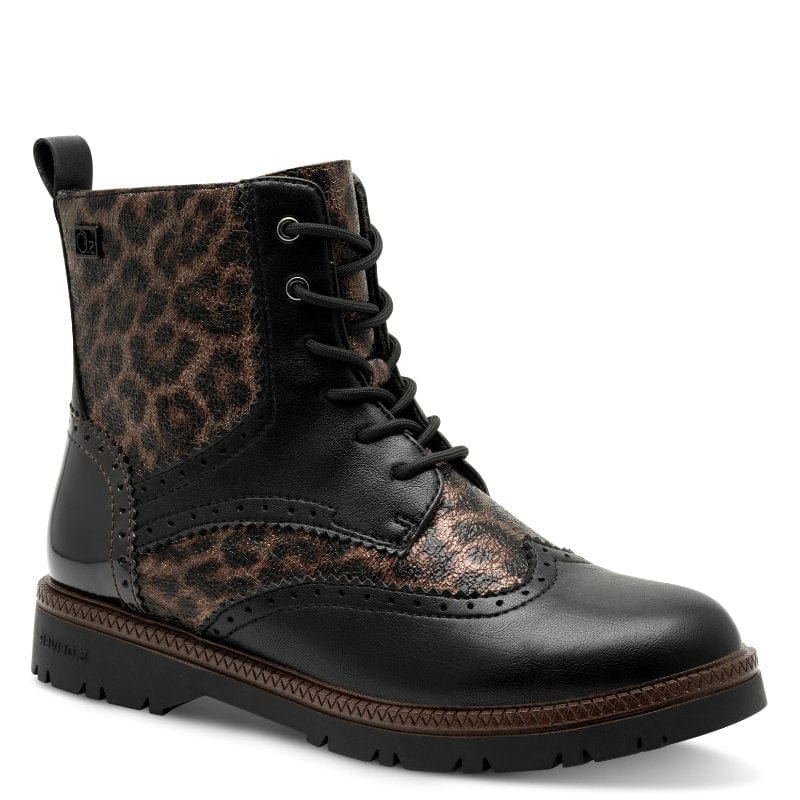 S Oliver Womens LEOPARD / 4UK S.Oliver Womens Leopard Print Lace Up Ankle Boots 5-25232-43