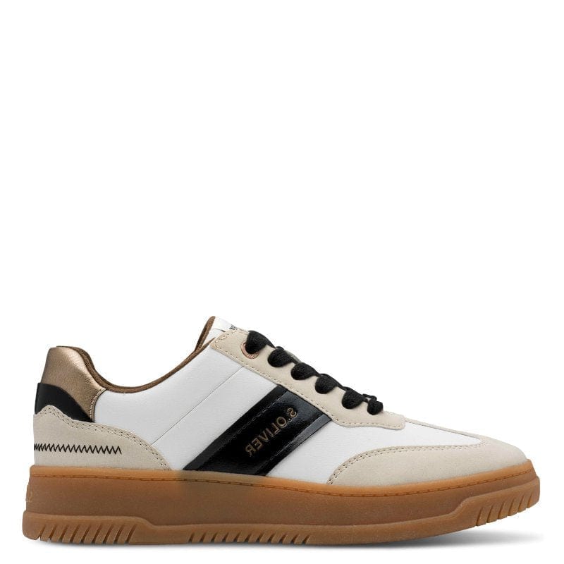 S Oliver Womens S.Oliver Womens Beige Lace-Up Fashion Trainer 5-23623-43