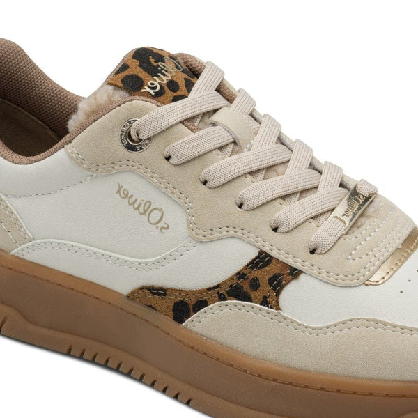 S Oliver Womens S.Oliver Womens Beige Lace-Up Fashion Trainer 5-23632-45