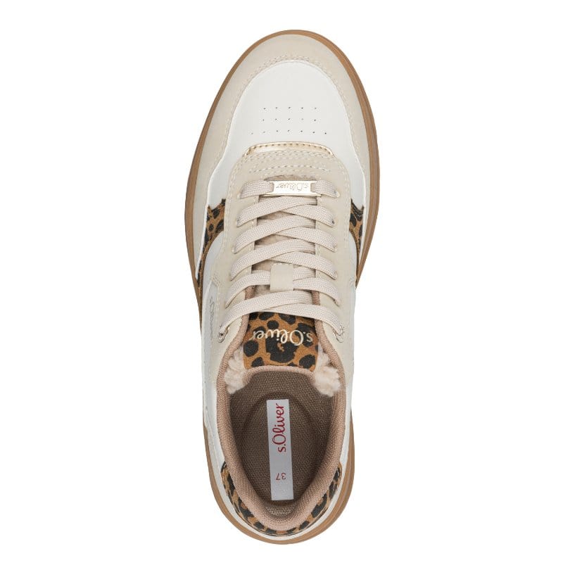 S Oliver Womens S.Oliver Womens Beige Lace-Up Fashion Trainer 5-23632-45
