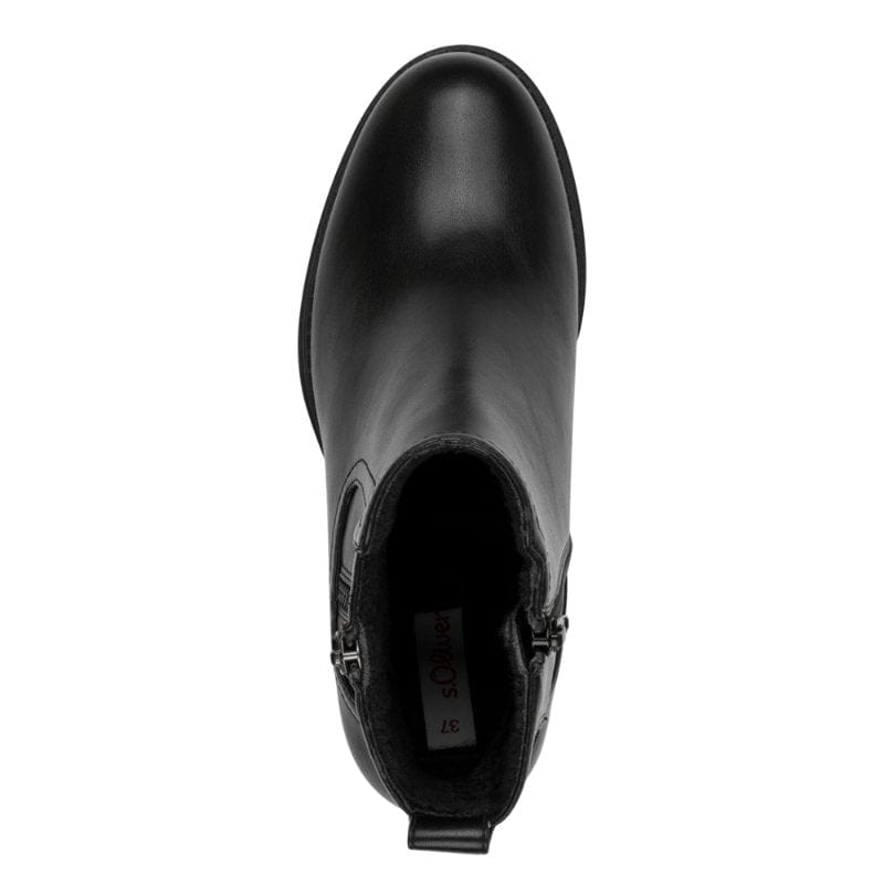 S Oliver Womens S.Oliver Womens Black Side Zip Heels Ankle Boots 5-25322-41