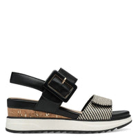 S Oliver Womens S.Oliver Womens Black Wedge Sandal 5-28705-44