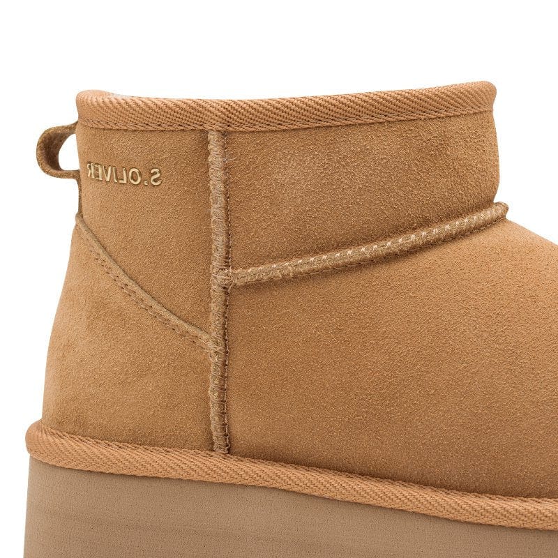 S Oliver Womens S.Oliver Womens Brown Leather Slip-On Ankle Ugg Boots 5-26352-41