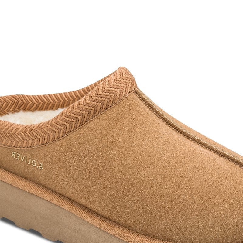 S Oliver Womens S.Oliver Womens Brown Leather Slip-On Ugg Boots 5-27104-43