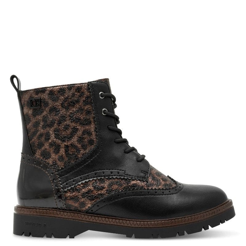 S Oliver Womens S.Oliver Womens Leopard Print Lace Up Ankle Boots 5-25232-43