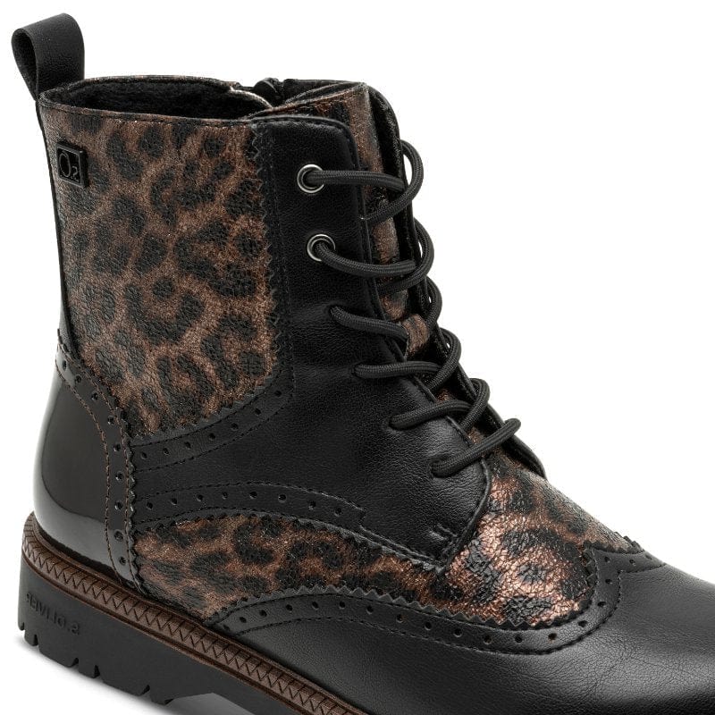 S Oliver Womens S.Oliver Womens Leopard Print Lace Up Ankle Boots 5-25232-43