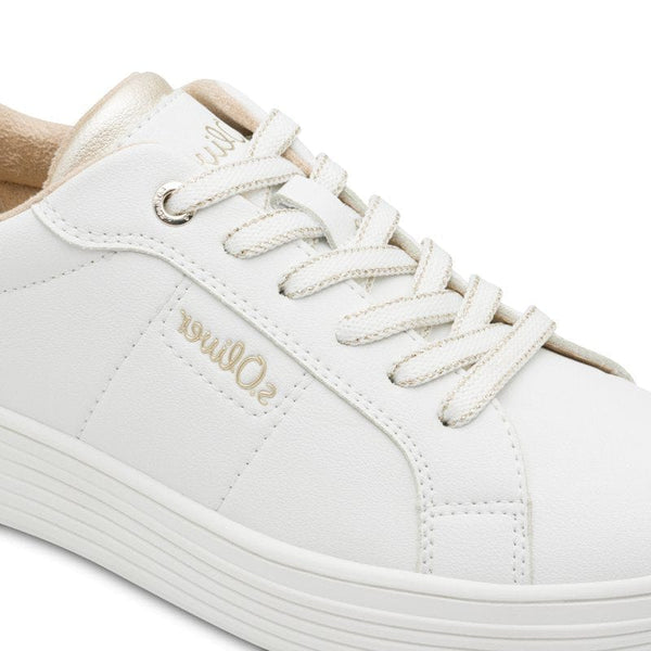 S Oliver Womens S.Oliver Womens White Lace Up Fashion Trainer 5-23603-43