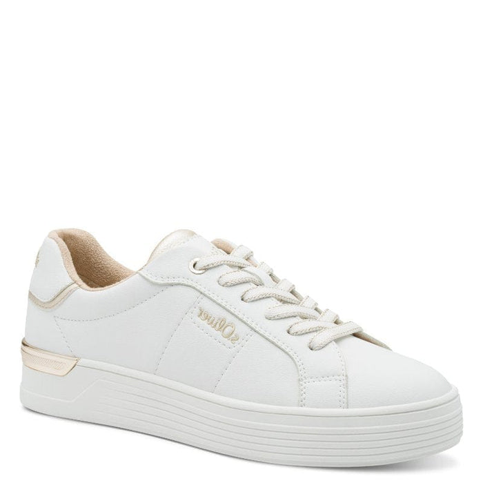S Oliver Womens WHITE / 4UK S.Oliver Womens White Lace Up Fashion Trainer 5-23603-43