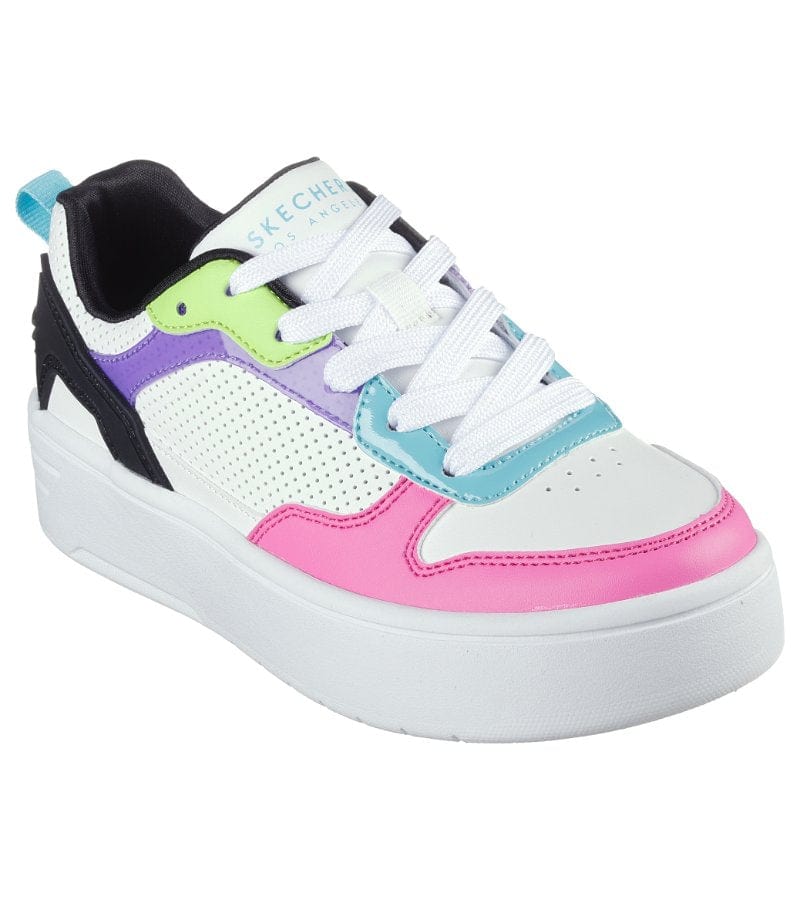 Skechers Kids 12UK / WHITE Skechers Girls Lace Up Platform Trainer Court High - Color Crush 3101391L