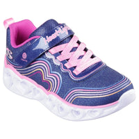 Skechers Kids 7UK / NAVY Skechers Girls Infant Navy Heart-Lights Retro Runner - 302689N