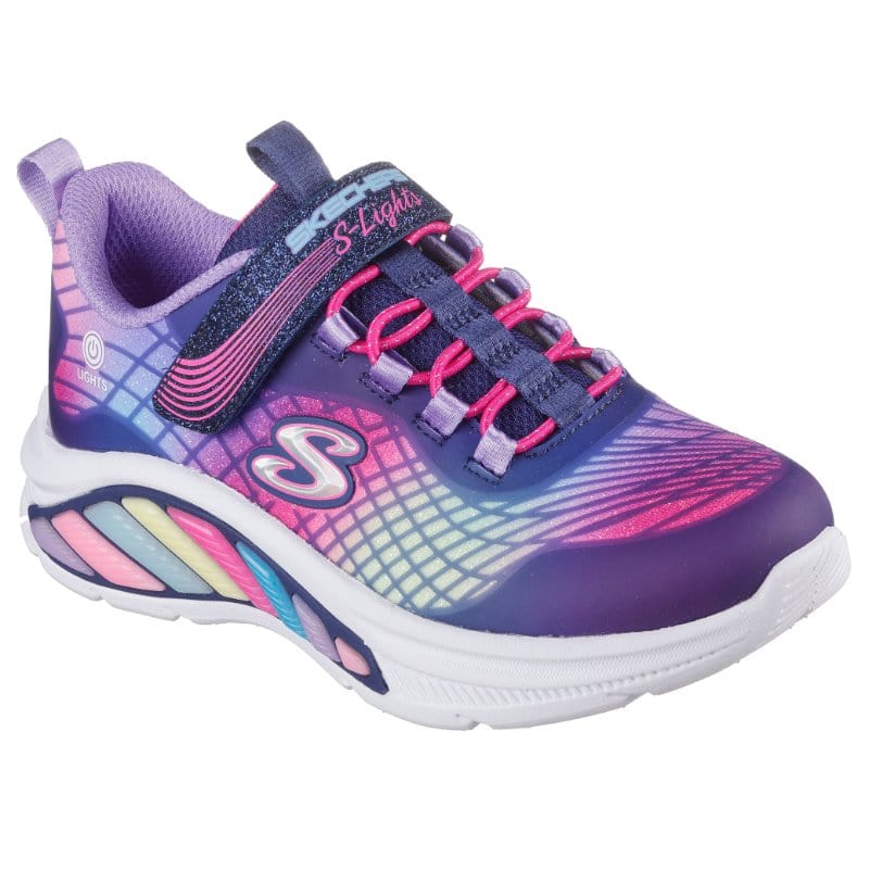 Skechers Kids Kids NAVY / 10UK Skechers Girls Junior Navy S-Lights Rainbow Cruisers Reflectin Runner - 303722L