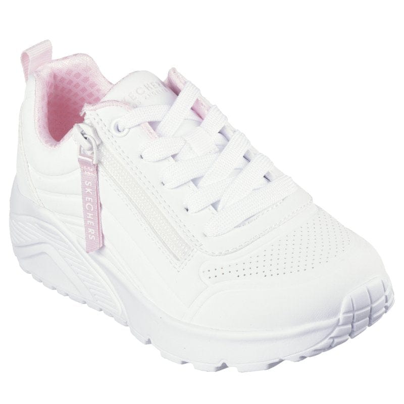 Skechers Kids Kids WHITE / 2UK Skechers Girls Junior White UNO Lite Easy Zip Runner - 310387L