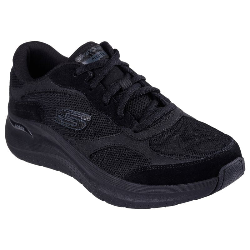 Skechers Mens 8UK / BLACK Skechers Mens Black Lace-Up Arch Fit Runners - 232702