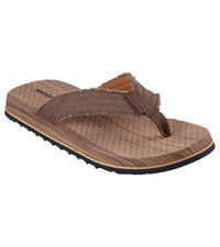 Skechers Mens 8UK / BROWN Skechers Mens Brown Canvas Flip Flop Sandal Tantric - Fritz 205098