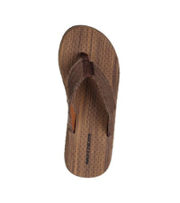 Skechers Mens Skechers Mens Brown Canvas Flip Flop Sandal Tantric - Fritz 205098